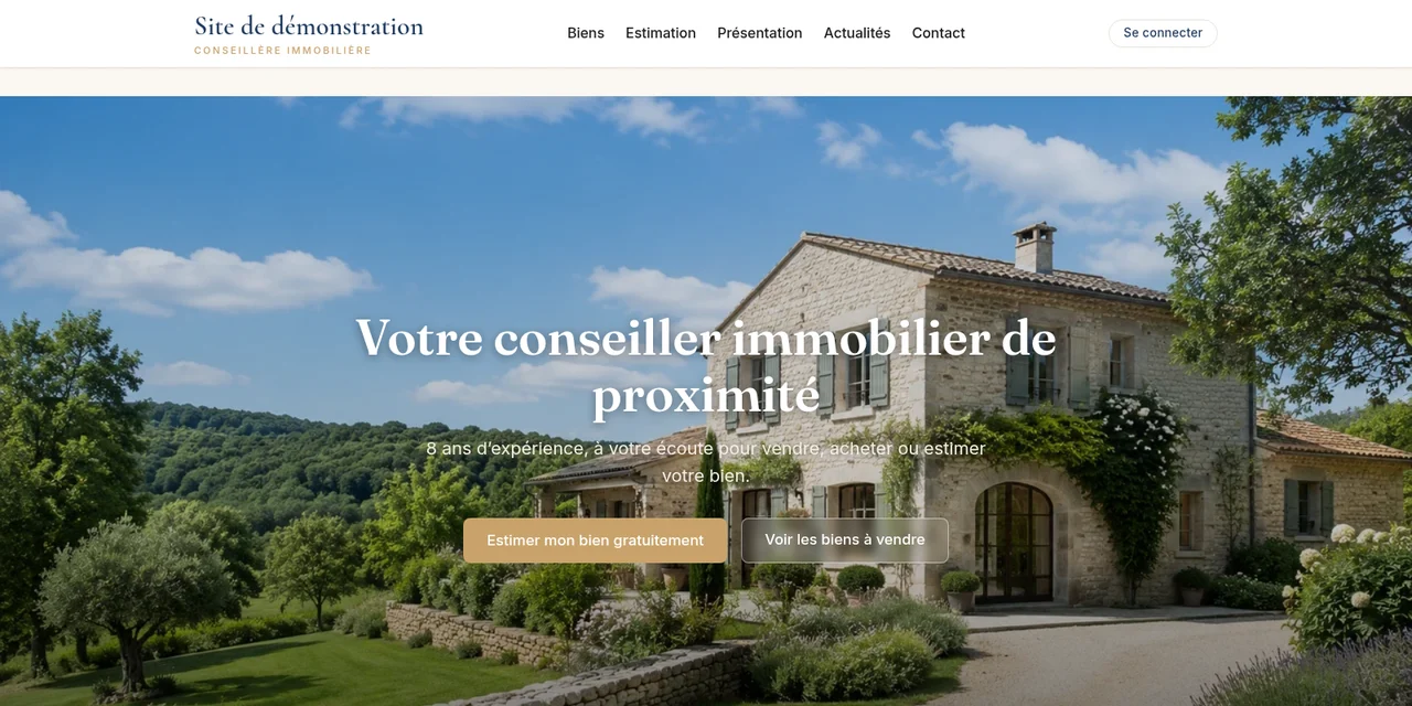 Aperçu d'un vrai site immobilier crushimmo (site de démonstration)